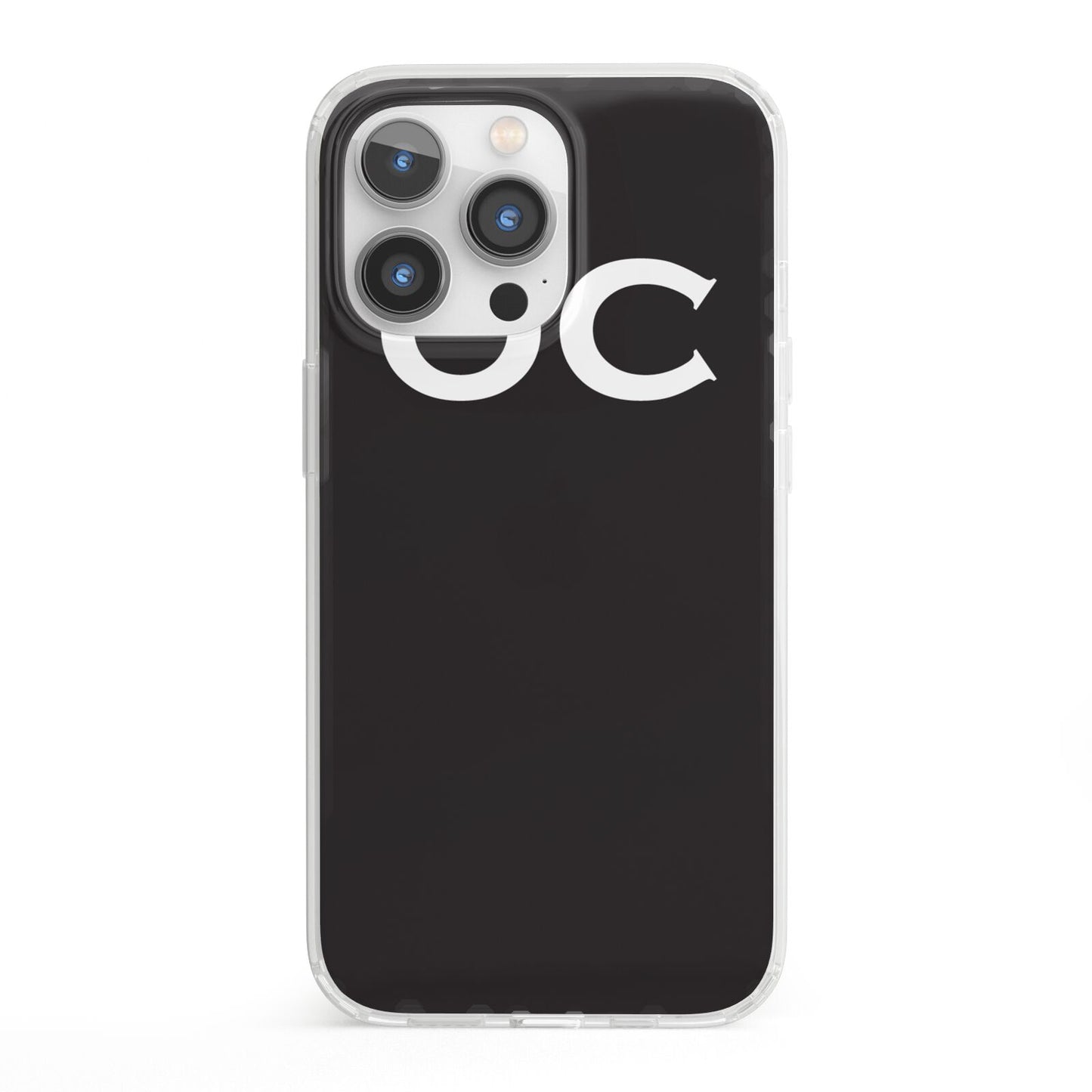 Personalised Black with Initials iPhone 13 Pro Clear Bumper Case