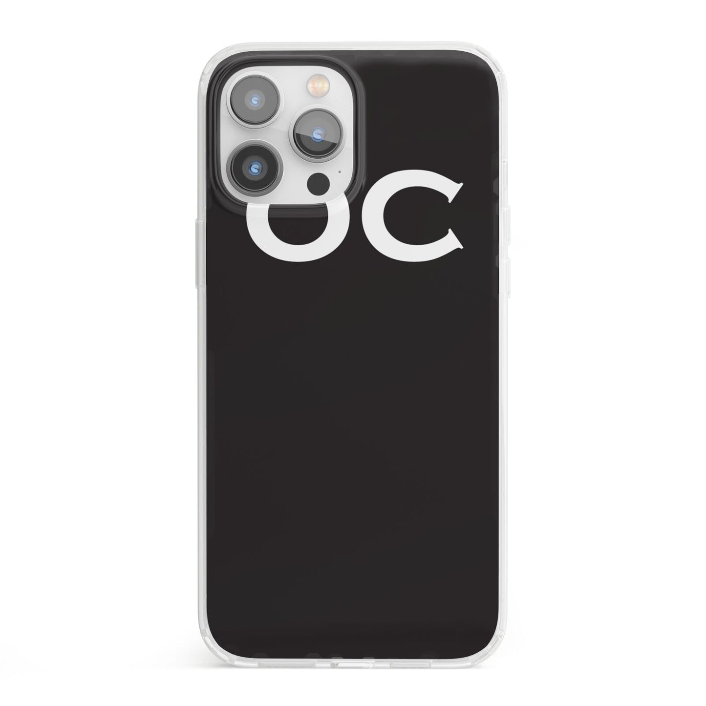 Personalised Black with Initials iPhone 13 Pro Max Clear Bumper Case