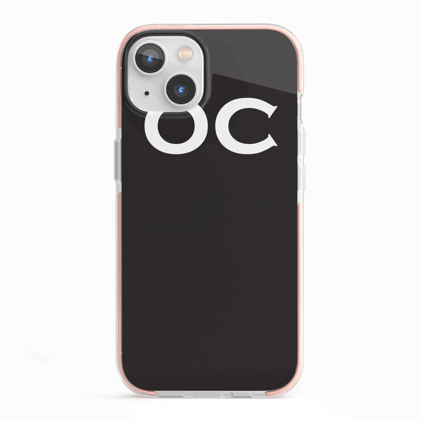 Personalised Black with Initials iPhone 13 TPU Impact Case with Pink Edges