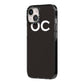 Personalised Black with Initials iPhone 14 Black Impact Case Side Angle on Silver phone