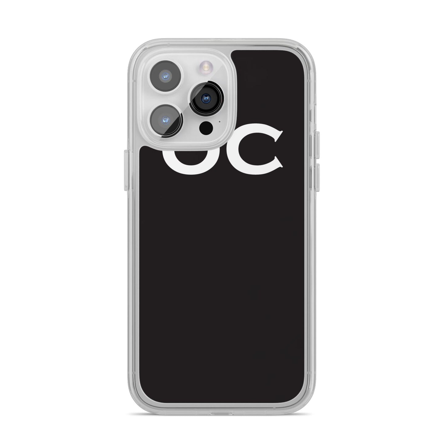 Personalised Black with Initials iPhone 14 Pro Max Clear Tough Case Silver