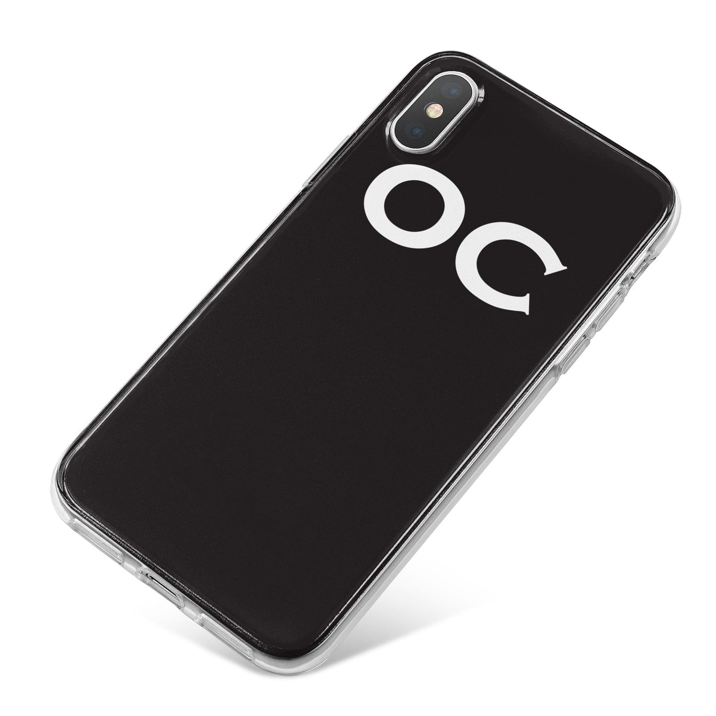 Personalised Black with Initials iPhone X Bumper Case on Silver iPhone