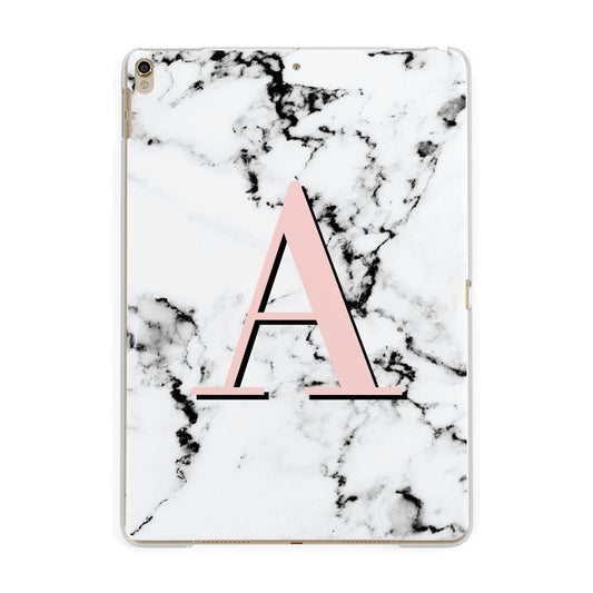 Personalised Block Coral Monogram Marble Apple iPad Gold Case