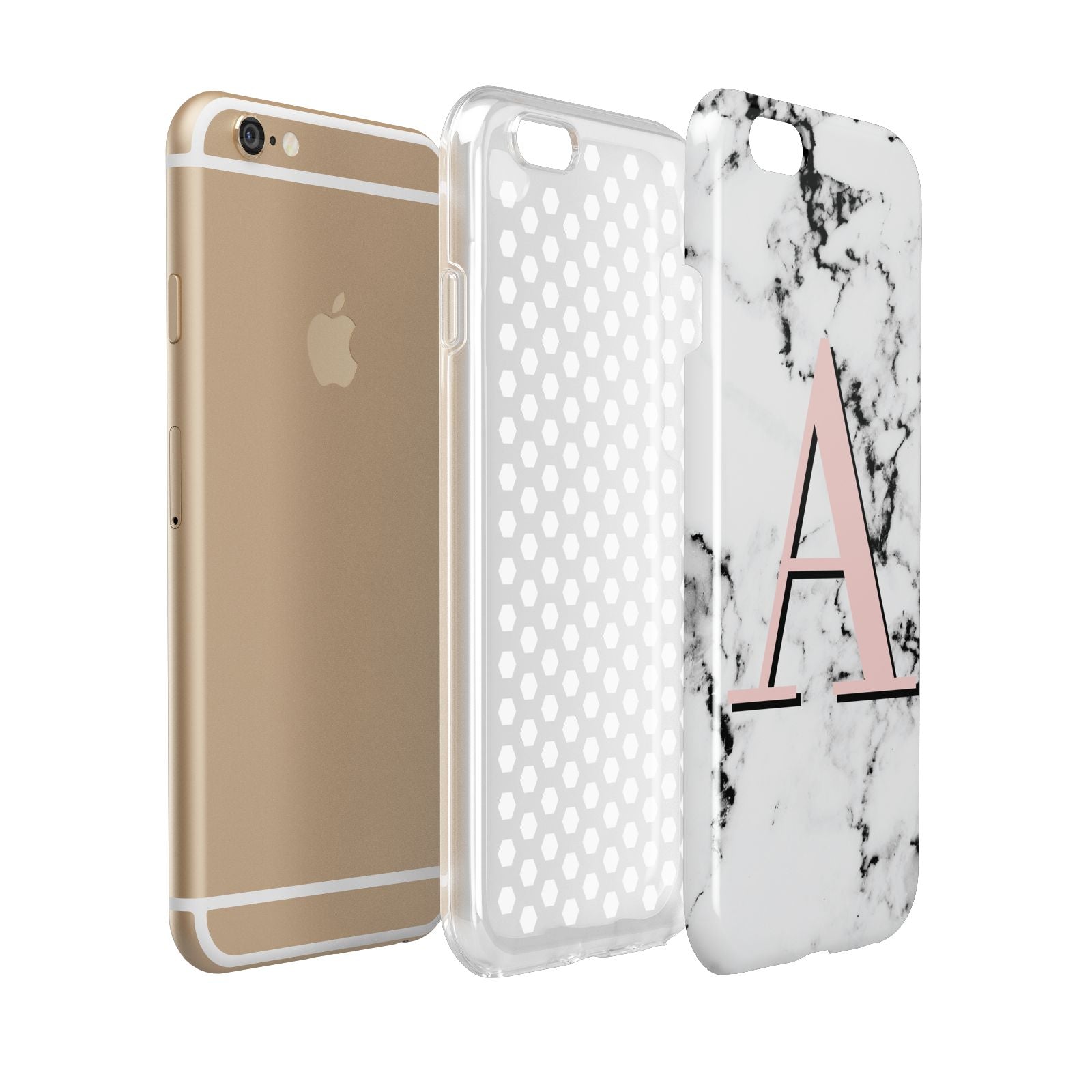 Personalised Block Coral Monogram Marble Apple iPhone 6 3D Tough Case Expanded view