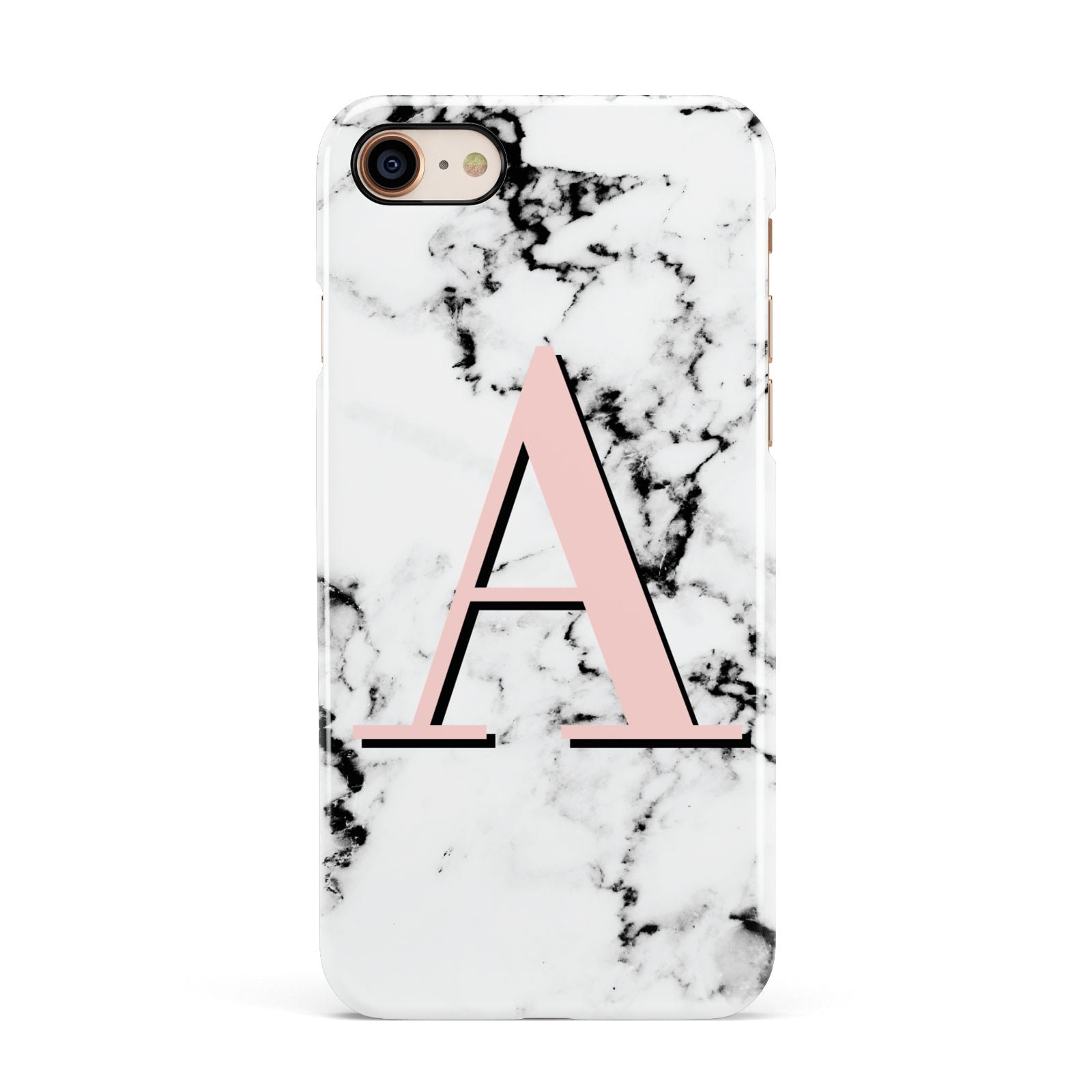 Personalised Block Coral Monogram Marble Apple iPhone 7 8 3D Snap Case