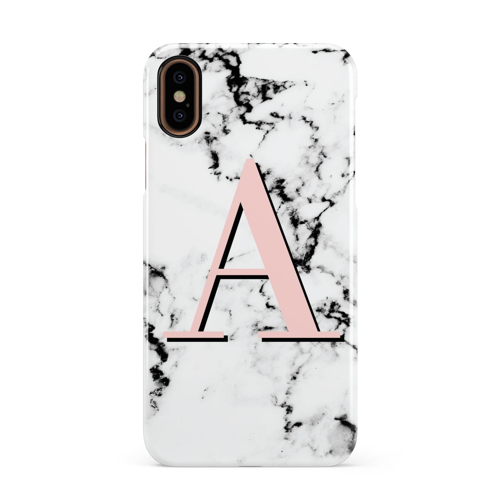 Personalised Block Coral Monogram Marble Apple iPhone XS 3D Snap Case