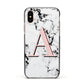 Personalised Block Coral Monogram Marble Apple iPhone Xs Impact Case Black Edge on Gold Phone