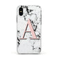 Personalised Block Coral Monogram Marble Apple iPhone Xs Impact Case White Edge on Black Phone