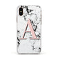 Personalised Block Coral Monogram Marble Apple iPhone Xs Impact Case White Edge on Gold Phone