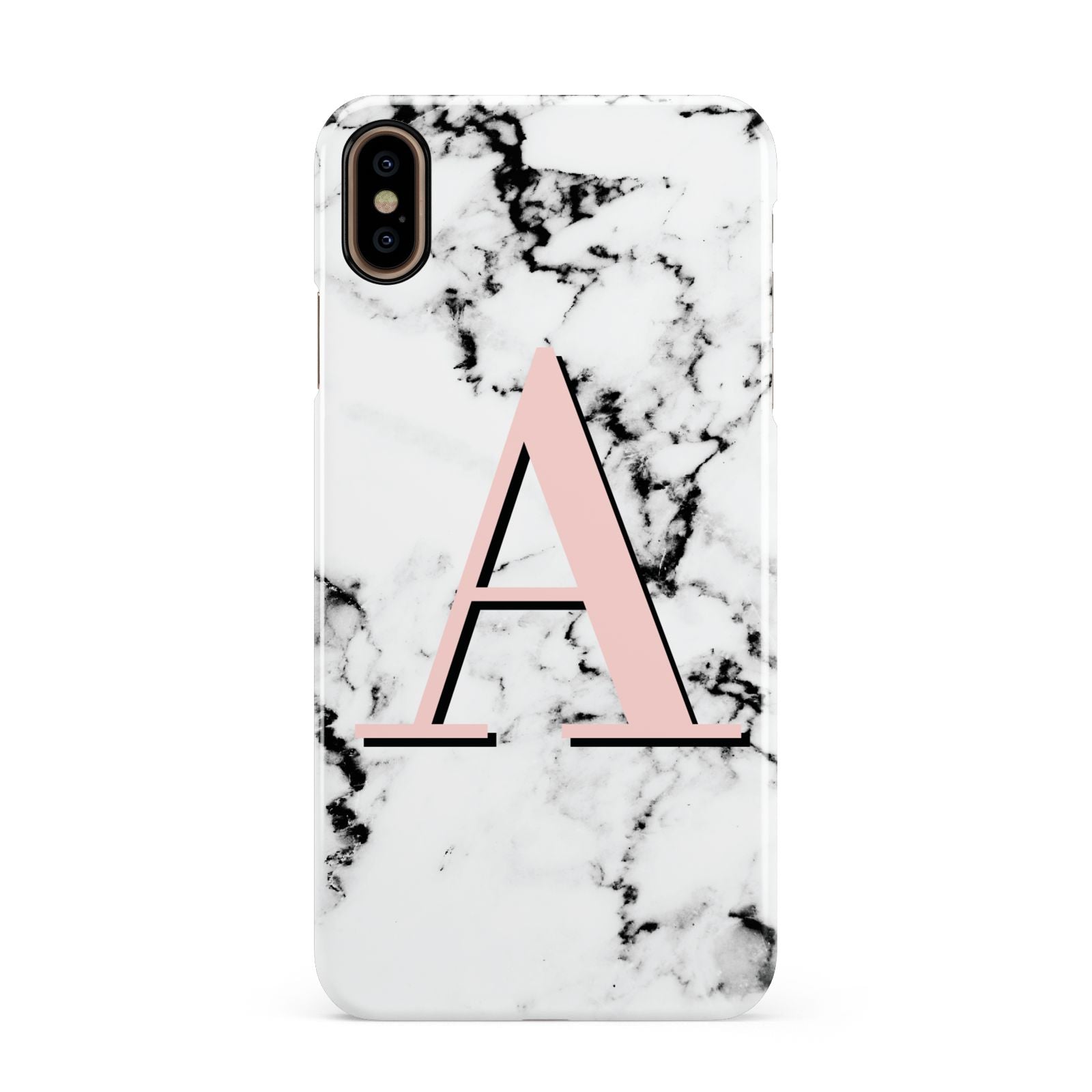 Personalised Block Coral Monogram Marble Apple iPhone Xs Max 3D Snap Case