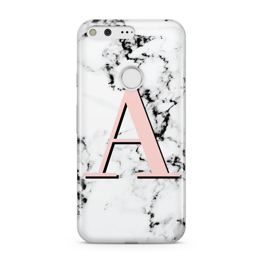 Personalised Block Coral Monogram Marble Google Pixel Case