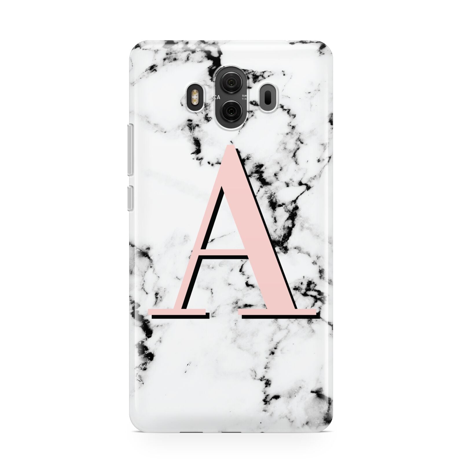 Personalised Block Coral Monogram Marble Huawei Mate 10 Protective Phone Case