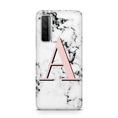 Personalised Block Coral Monogram Marble Huawei P40 Lite 5G Phone Case