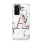 Personalised Block Coral Monogram Marble Huawei P40 Phone Case