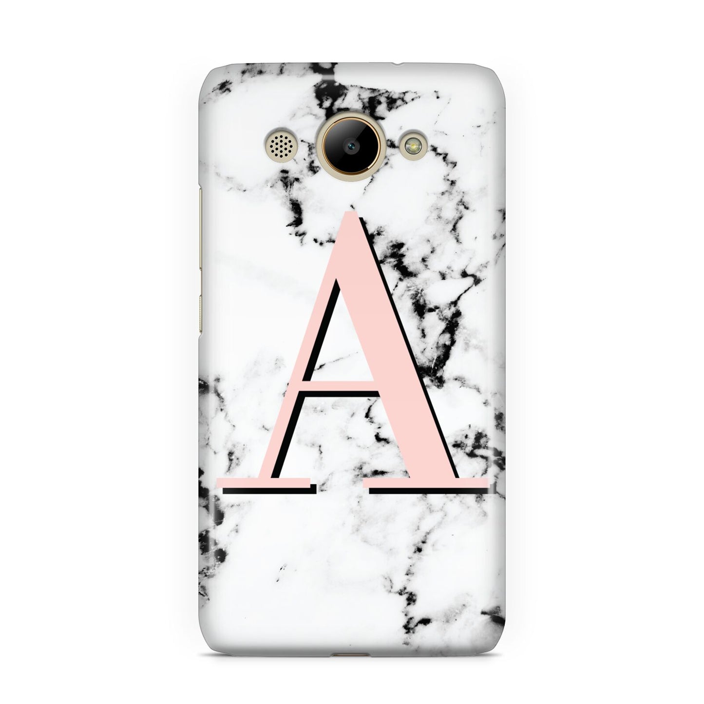 Personalised Block Coral Monogram Marble Huawei Y3 2017