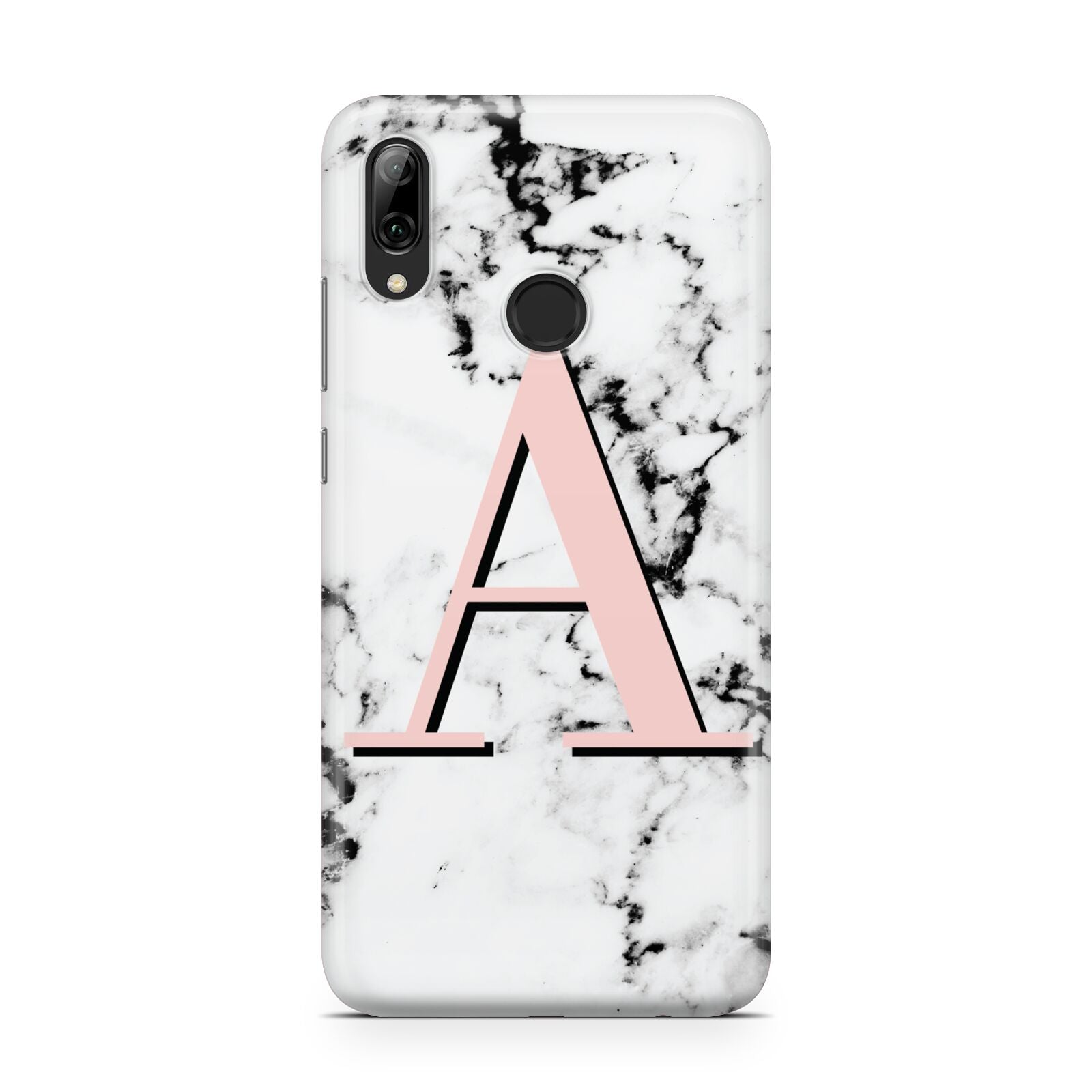 Personalised Block Coral Monogram Marble Huawei Y7 2019