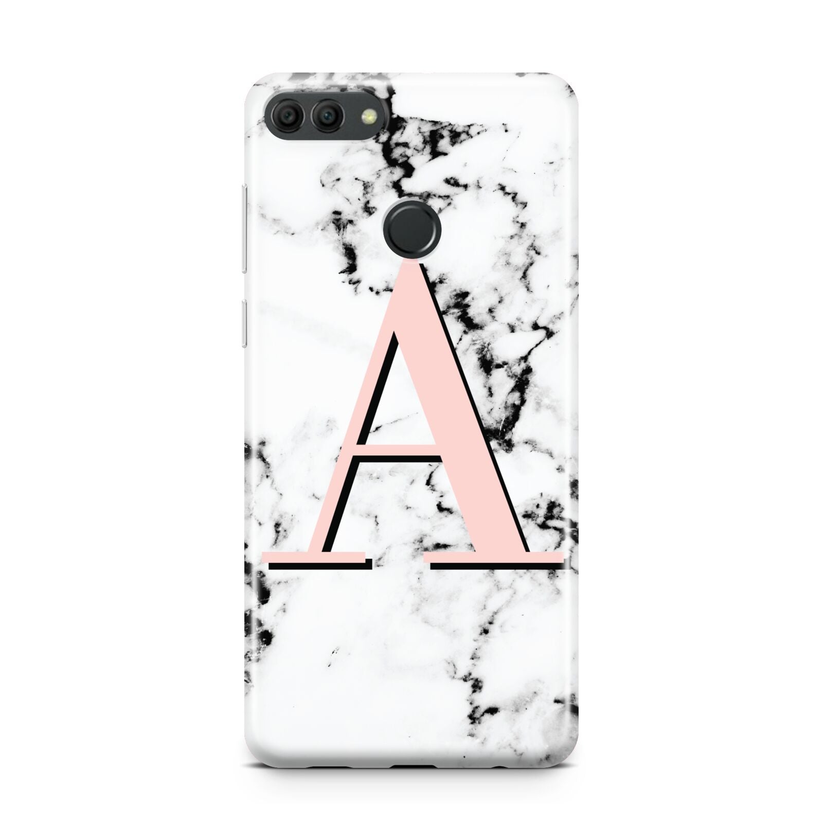 Personalised Block Coral Monogram Marble Huawei Y9 2018