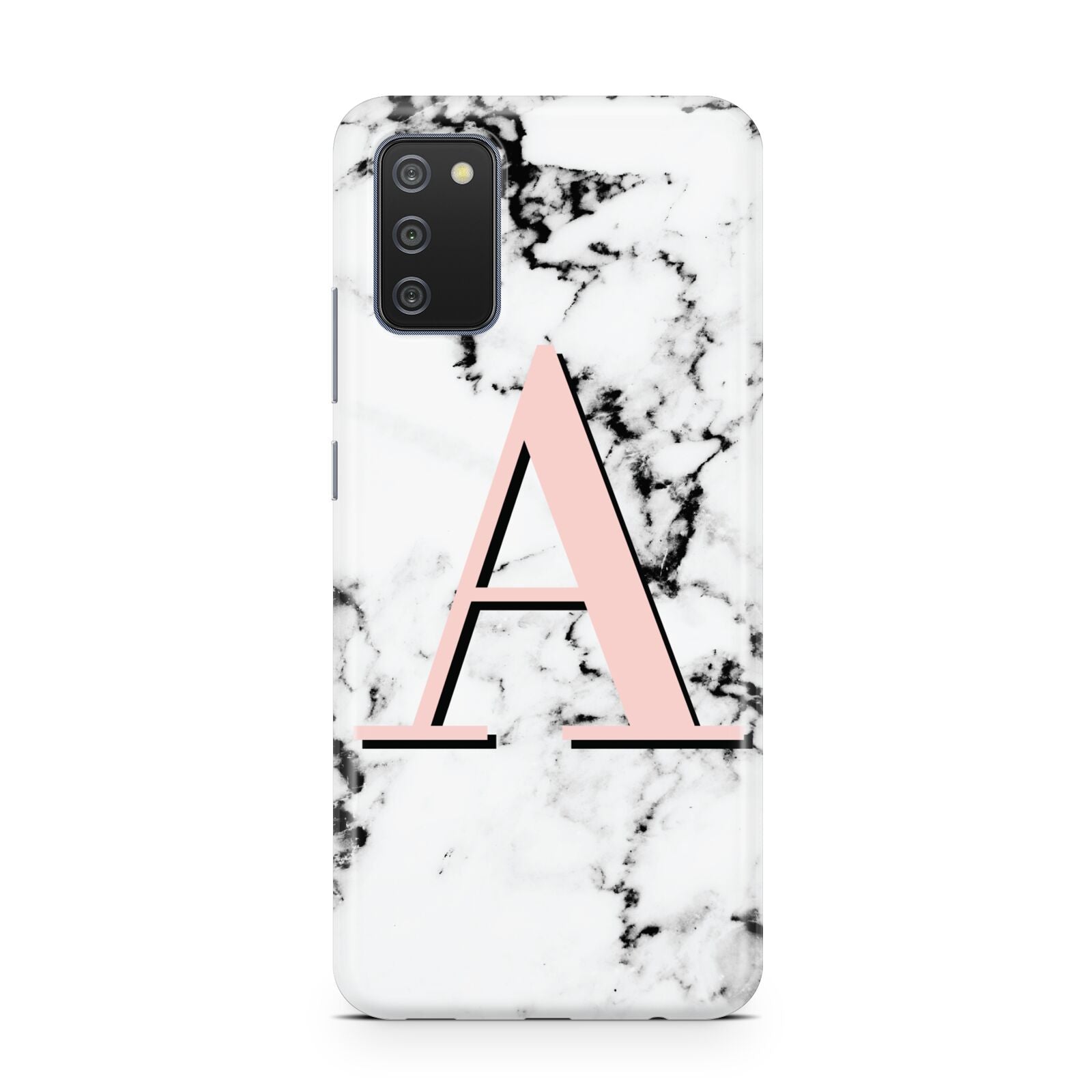 Personalised Block Coral Monogram Marble Samsung A02s Case