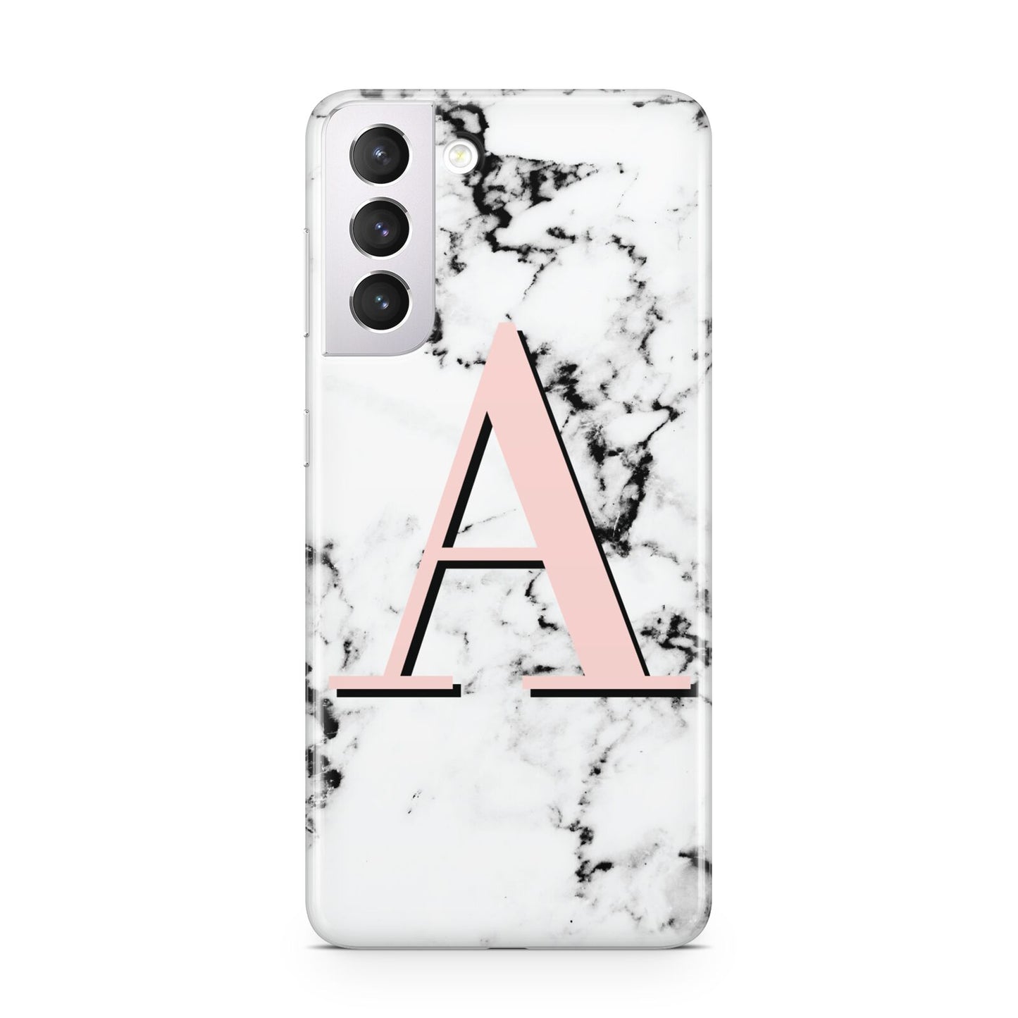 Personalised Block Coral Monogram Marble Samsung S21 Case