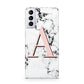 Personalised Block Coral Monogram Marble Samsung S21 Plus Case