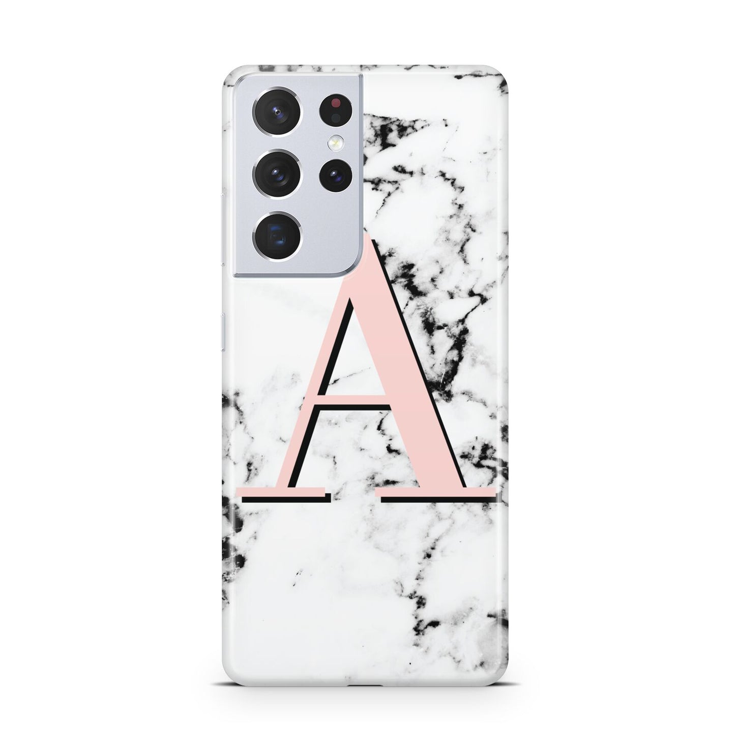 Personalised Block Coral Monogram Marble Samsung S21 Ultra Case