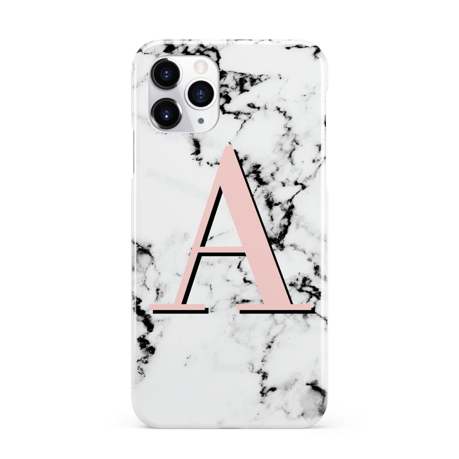 Personalised Block Coral Monogram Marble iPhone 11 Pro 3D Snap Case