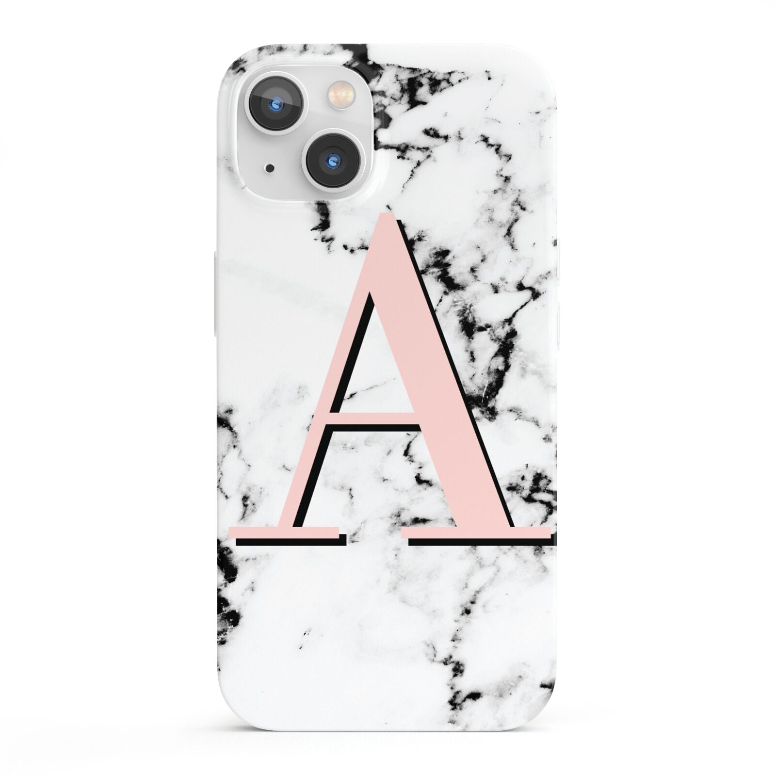 Personalised Block Coral Monogram Marble iPhone 13 Full Wrap 3D Snap Case