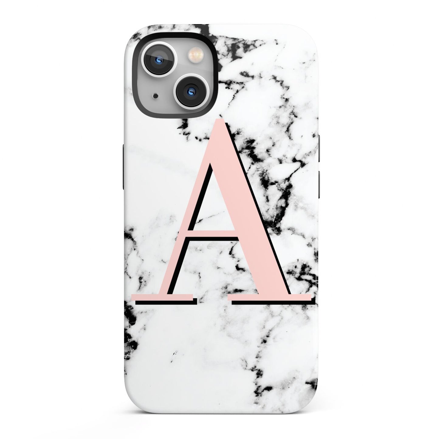 Personalised Block Coral Monogram Marble iPhone 13 Full Wrap 3D Tough Case