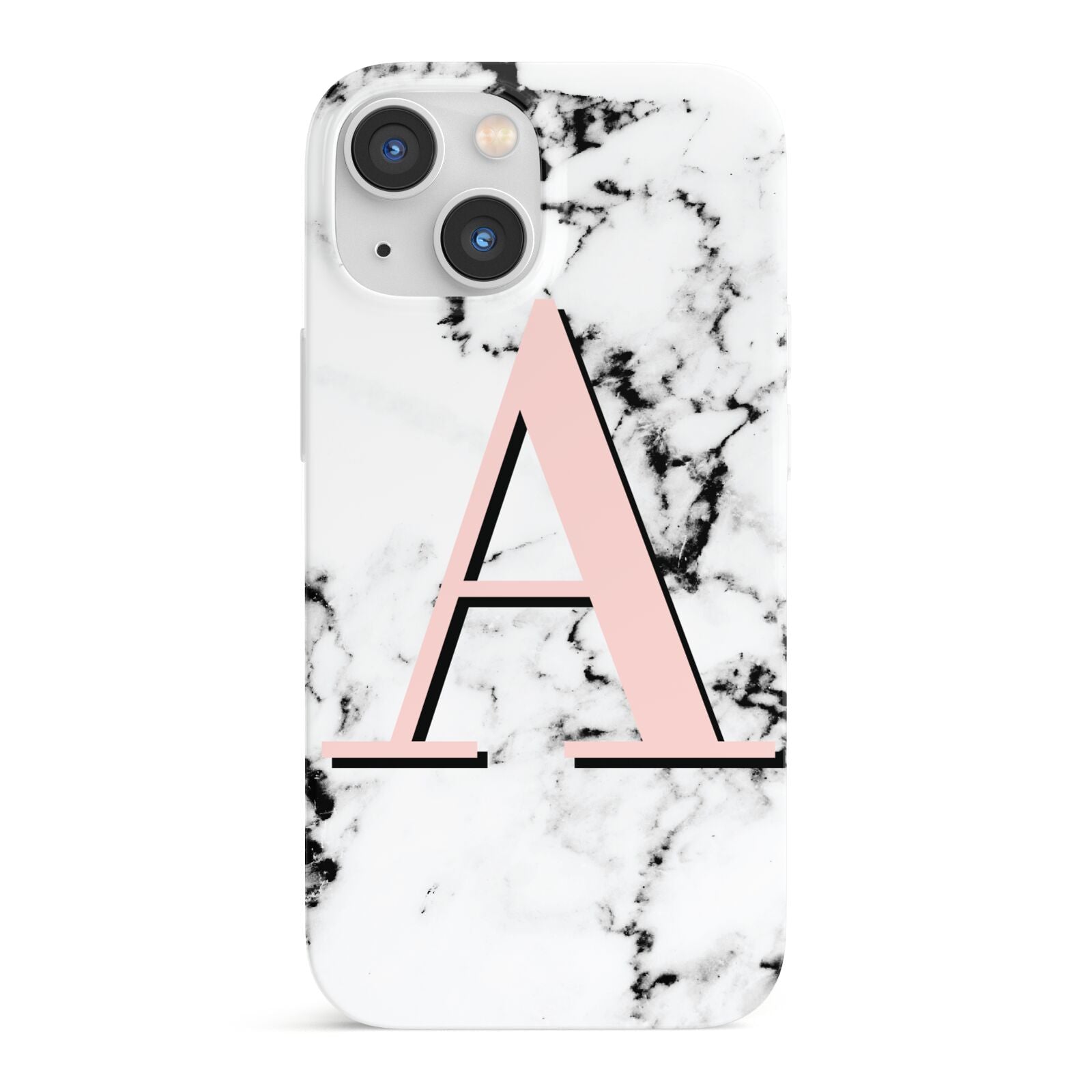 Personalised Block Coral Monogram Marble iPhone 13 Mini Full Wrap 3D Snap Case