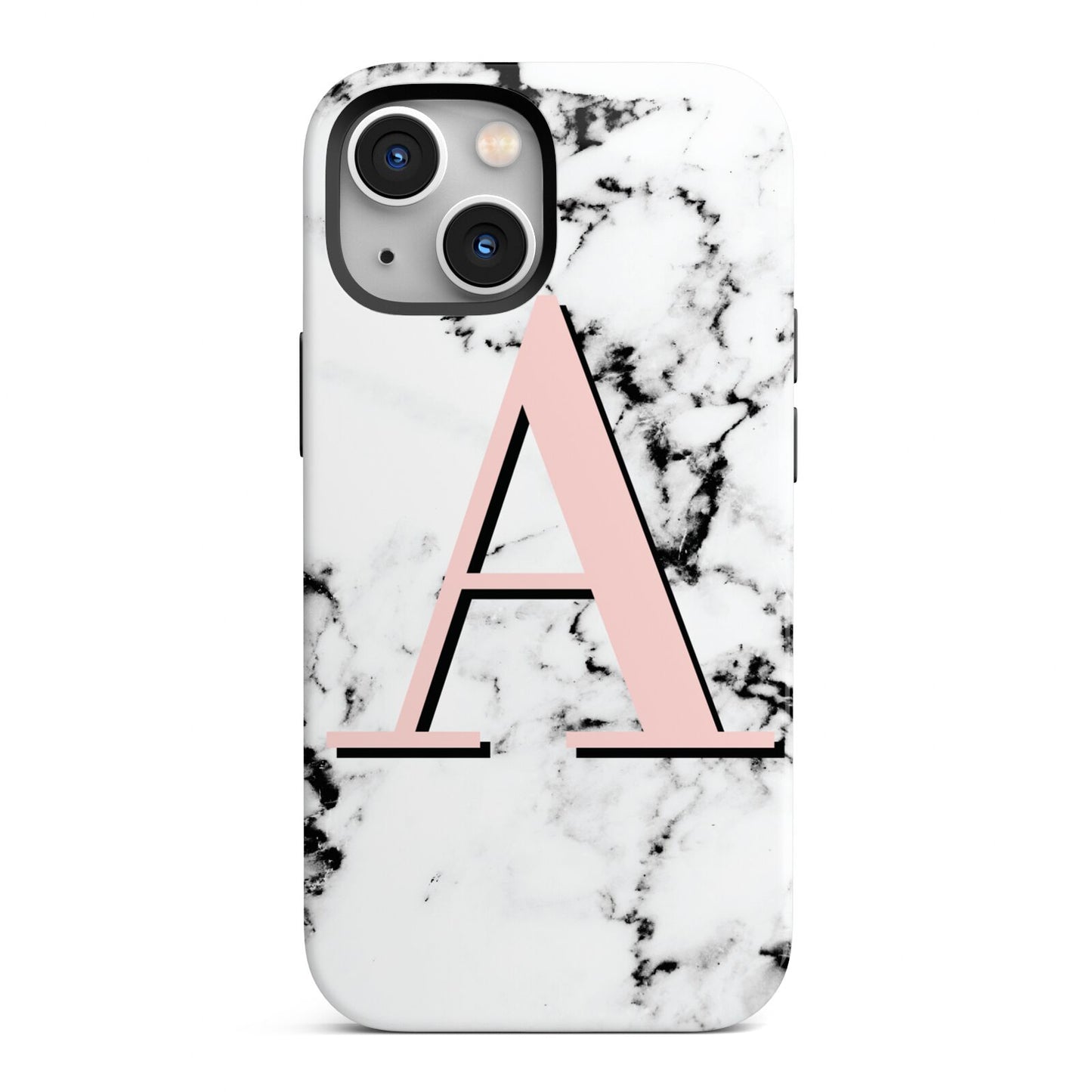 Personalised Block Coral Monogram Marble iPhone 13 Mini Full Wrap 3D Tough Case
