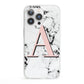 Personalised Block Coral Monogram Marble iPhone 13 Pro Clear Bumper Case