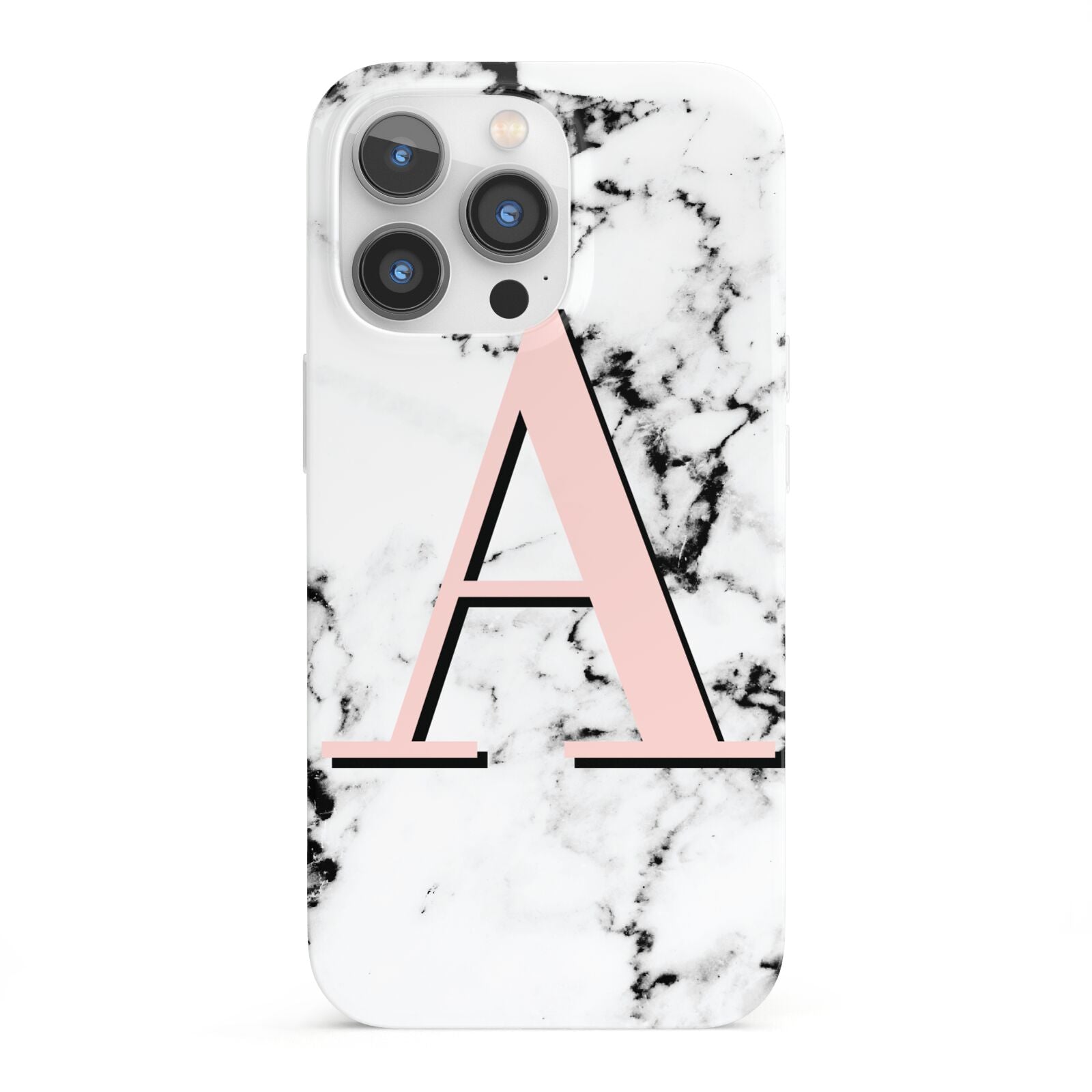 Personalised Block Coral Monogram Marble iPhone 13 Pro Full Wrap 3D Snap Case