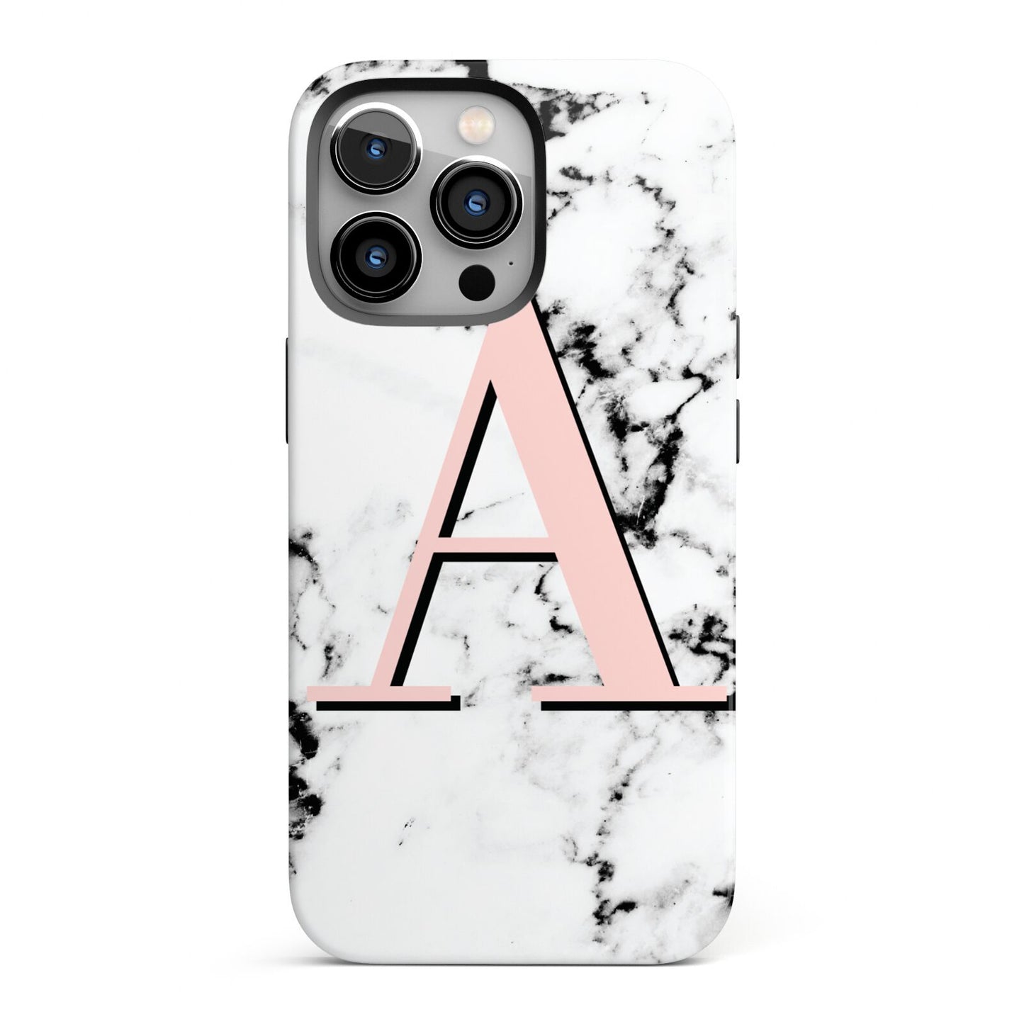 Personalised Block Coral Monogram Marble iPhone 13 Pro Full Wrap 3D Tough Case