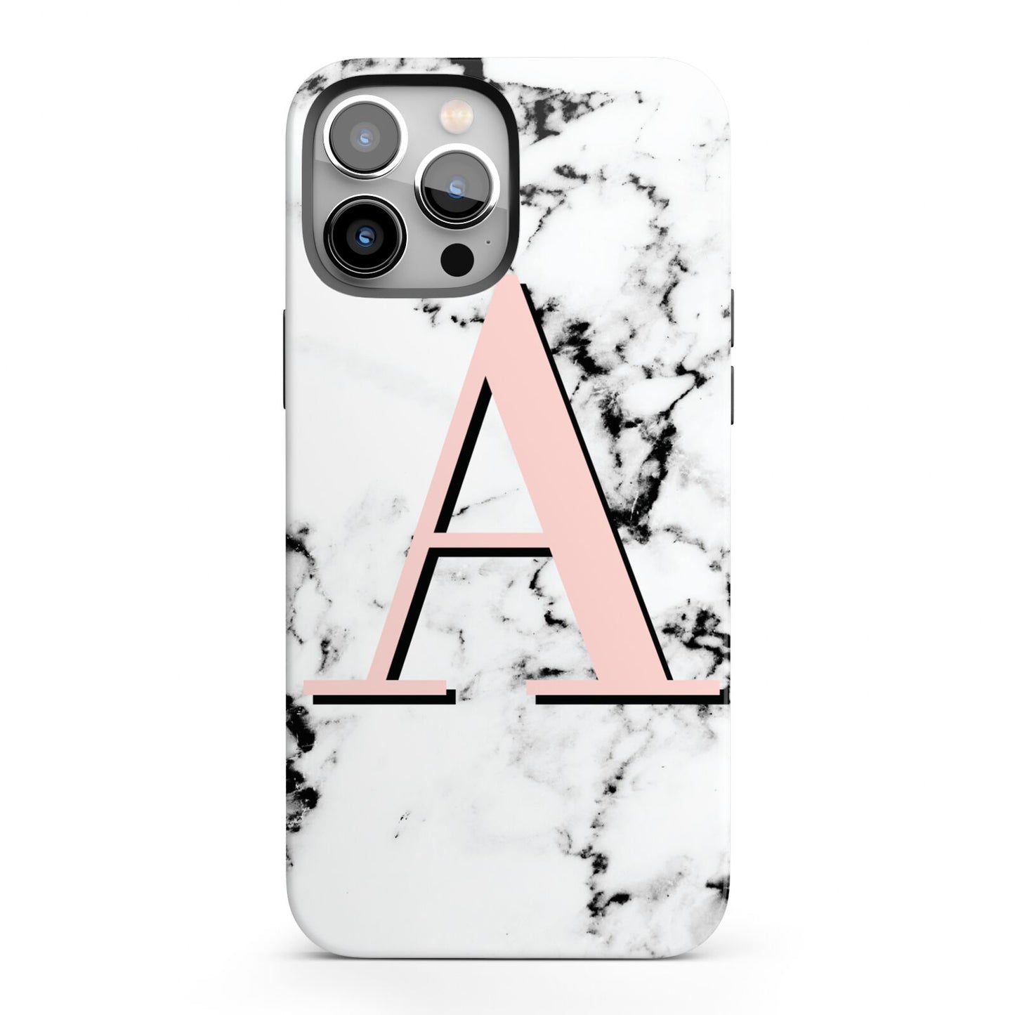 Personalised Block Coral Monogram Marble iPhone 13 Pro Max Full Wrap 3D Tough Case