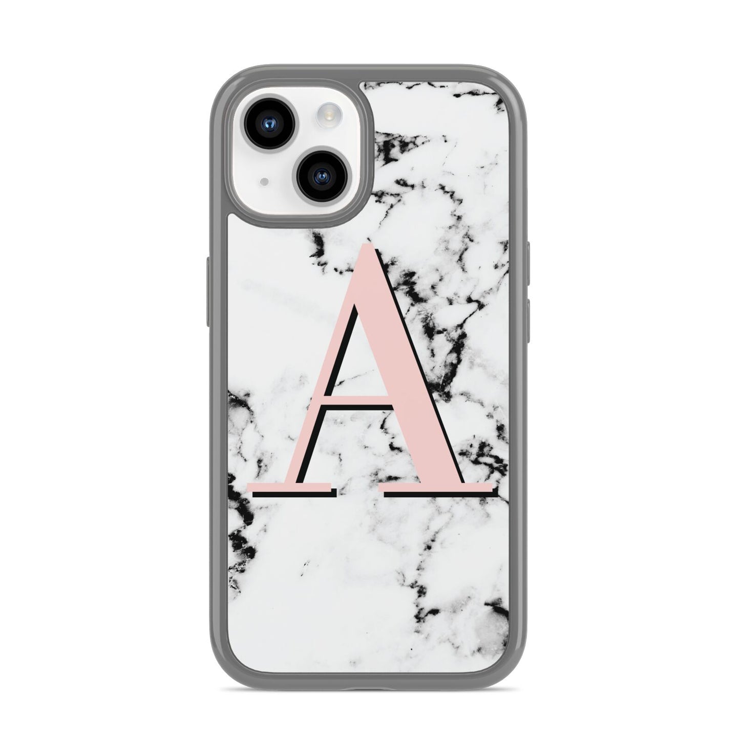 Personalised Block Coral Monogram Marble iPhone 14 Clear Tough Case Starlight
