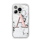 Personalised Block Coral Monogram Marble iPhone 14 Pro Glitter Tough Case Silver