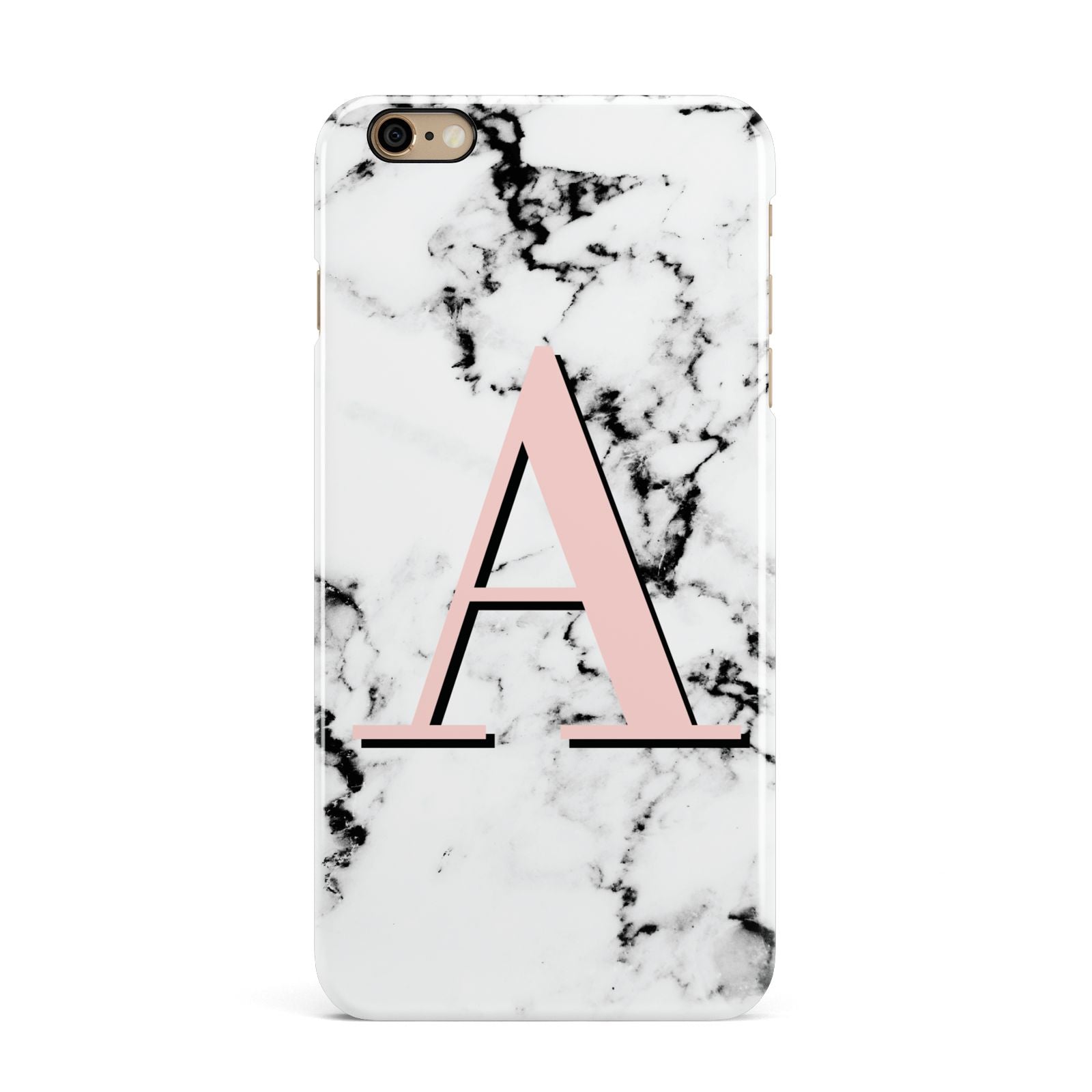 Personalised Block Coral Monogram Marble iPhone 6 Plus 3D Snap Case on Gold Phone