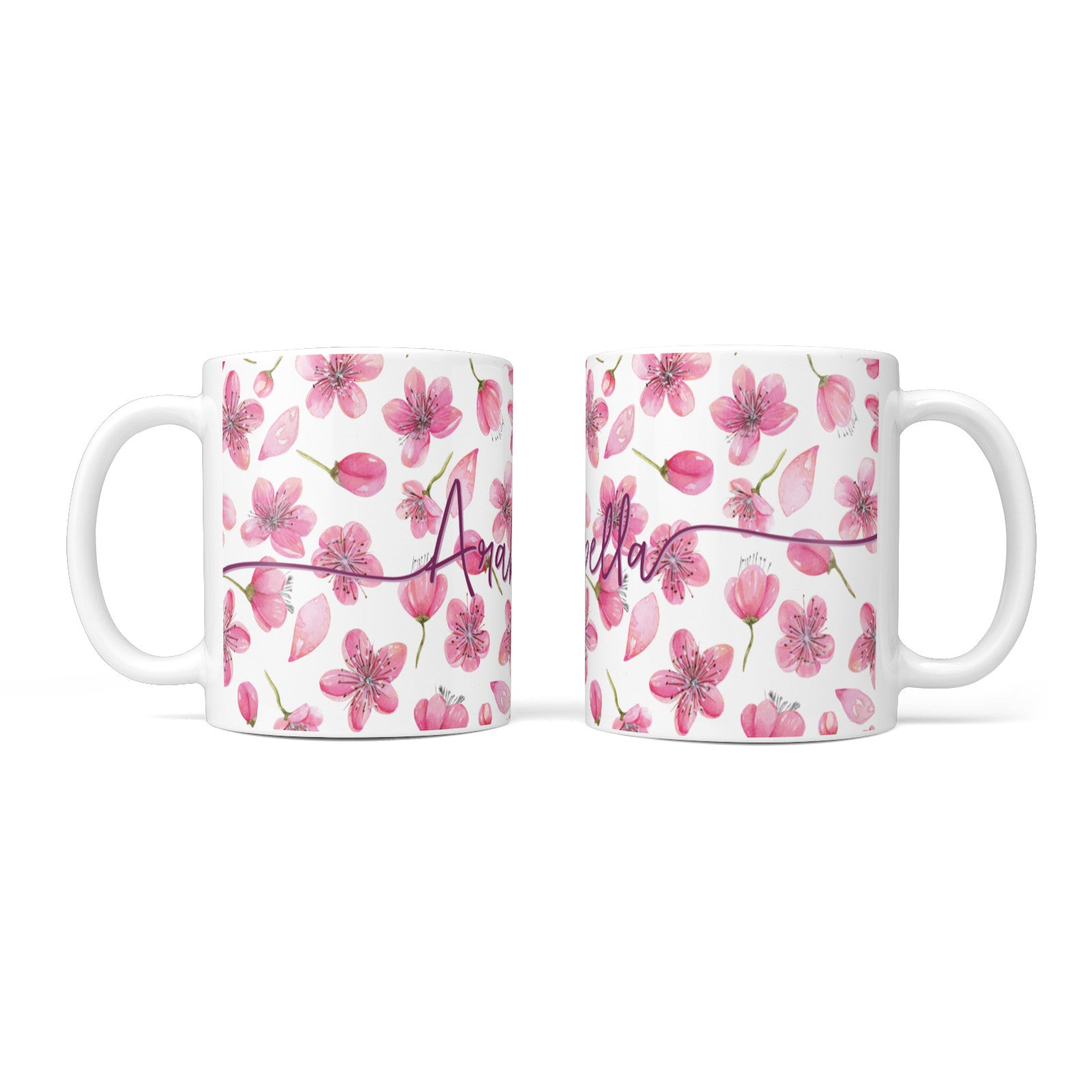 Personalised Blossom Pattern Pink 10oz Mug Alternative Image 3