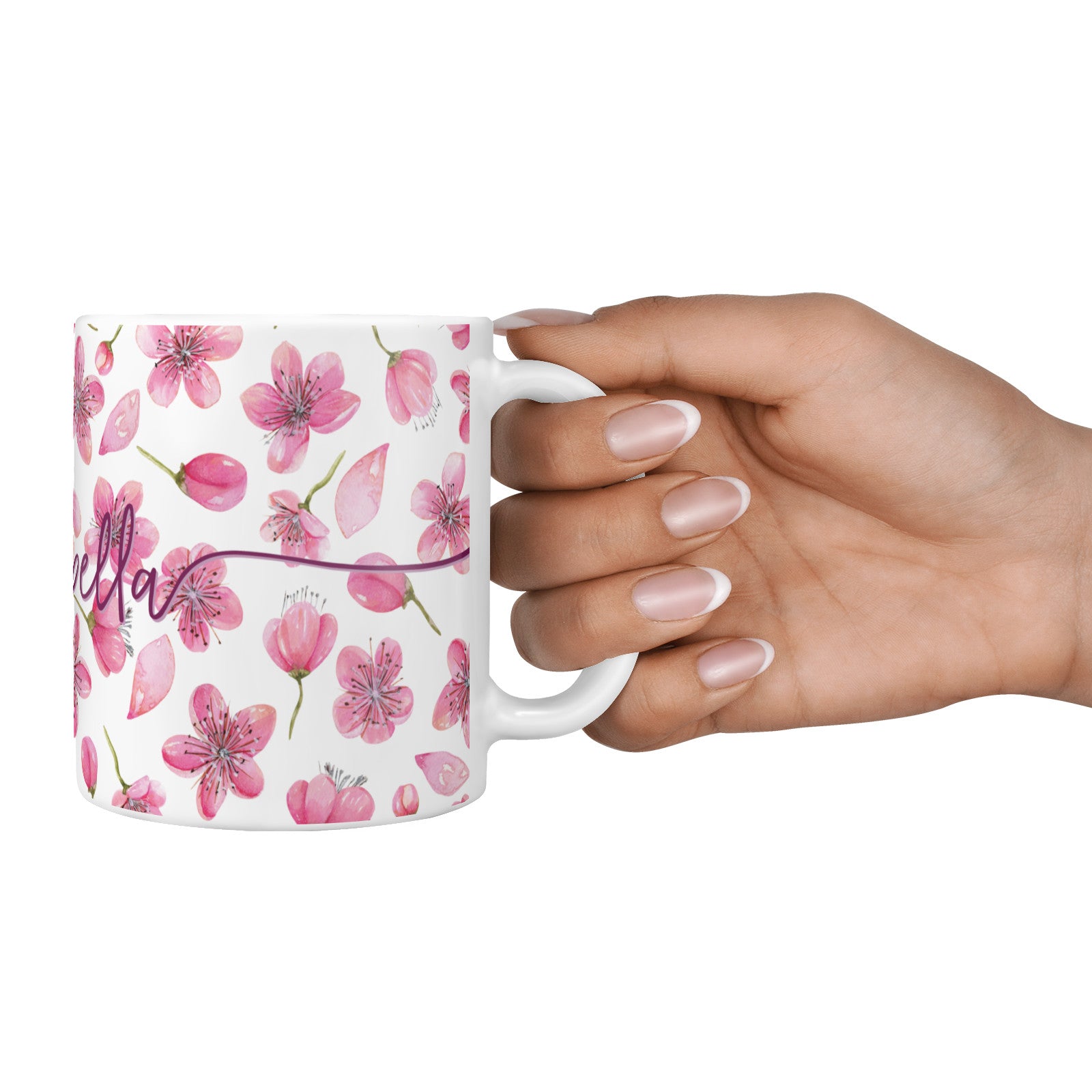 Personalised Blossom Pattern Pink 10oz Mug Alternative Image 4
