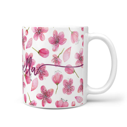 Personalised Blossom Pattern Pink 10oz Mug