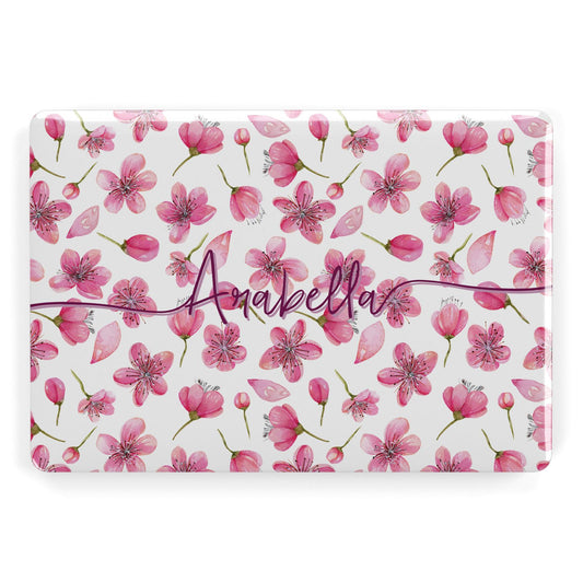 Personalised Blossom Pattern Pink Apple MacBook Case