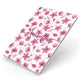 Personalised Blossom Pattern Pink Apple iPad Case on Silver iPad Side View