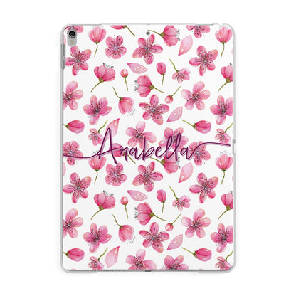 Personalised Blossom Pattern Pink Apple iPad Silver Case