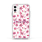 Personalised Blossom Pattern Pink Apple iPhone 11 in White with White Impact Case