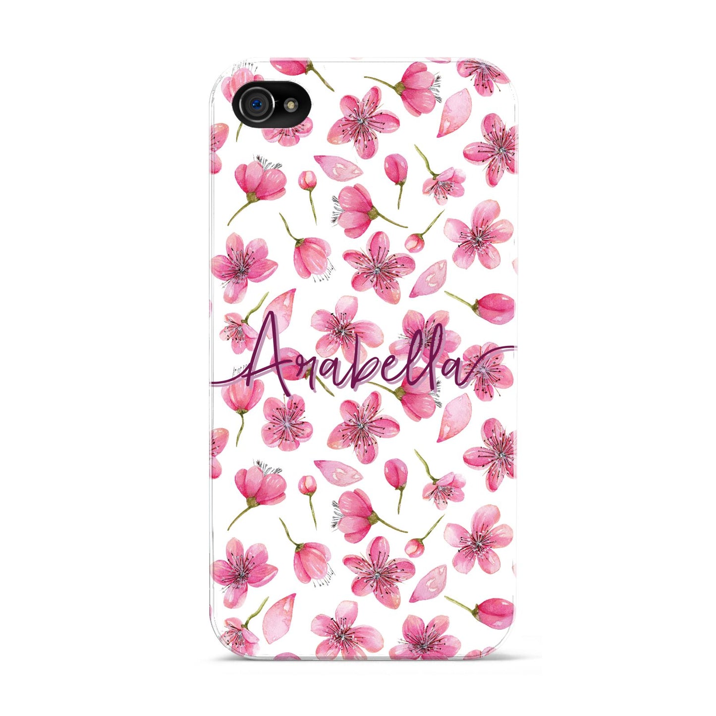 Personalised Blossom Pattern Pink Apple iPhone 4s Case