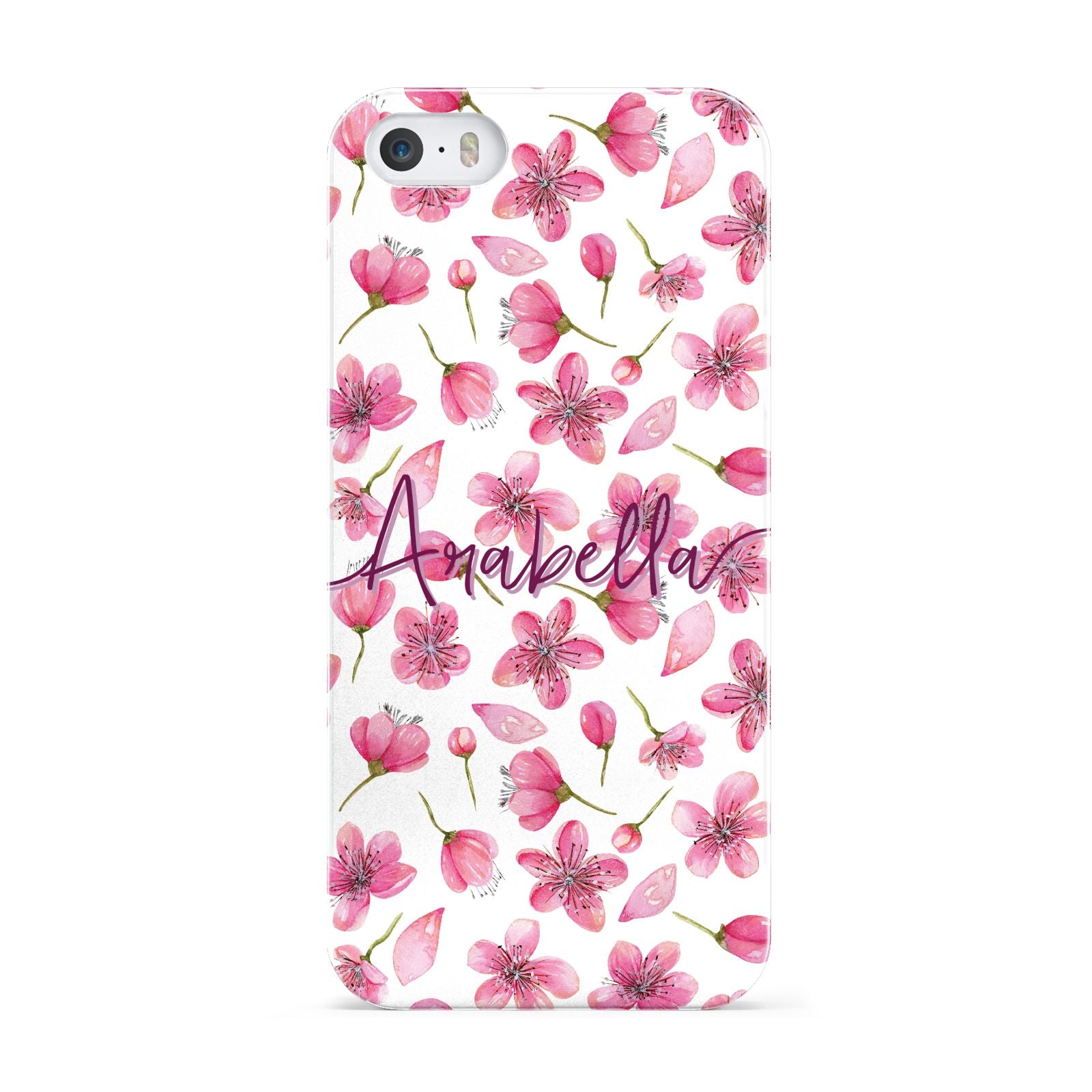 Personalised Blossom Pattern Pink Apple iPhone 5 Case