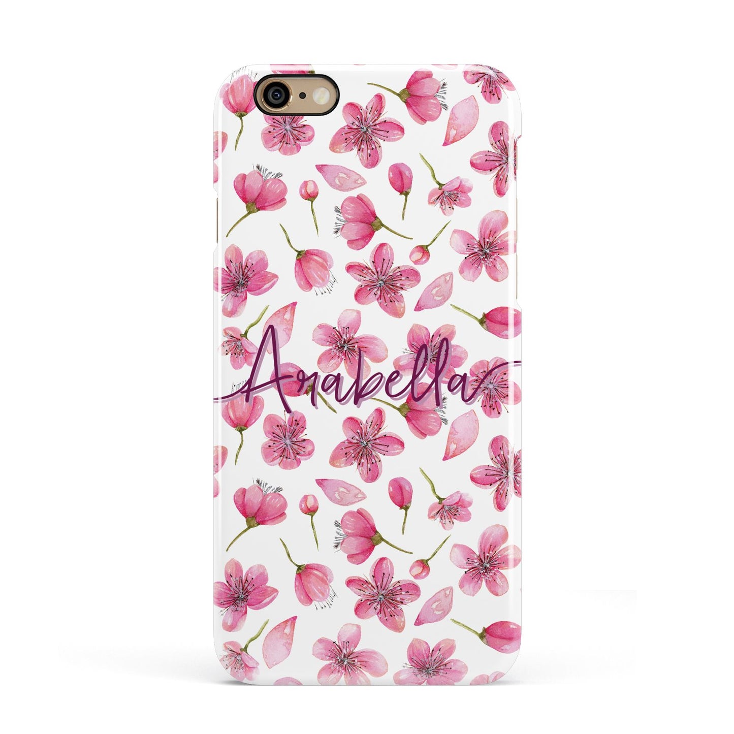 Personalised Blossom Pattern Pink Apple iPhone 6 3D Snap Case