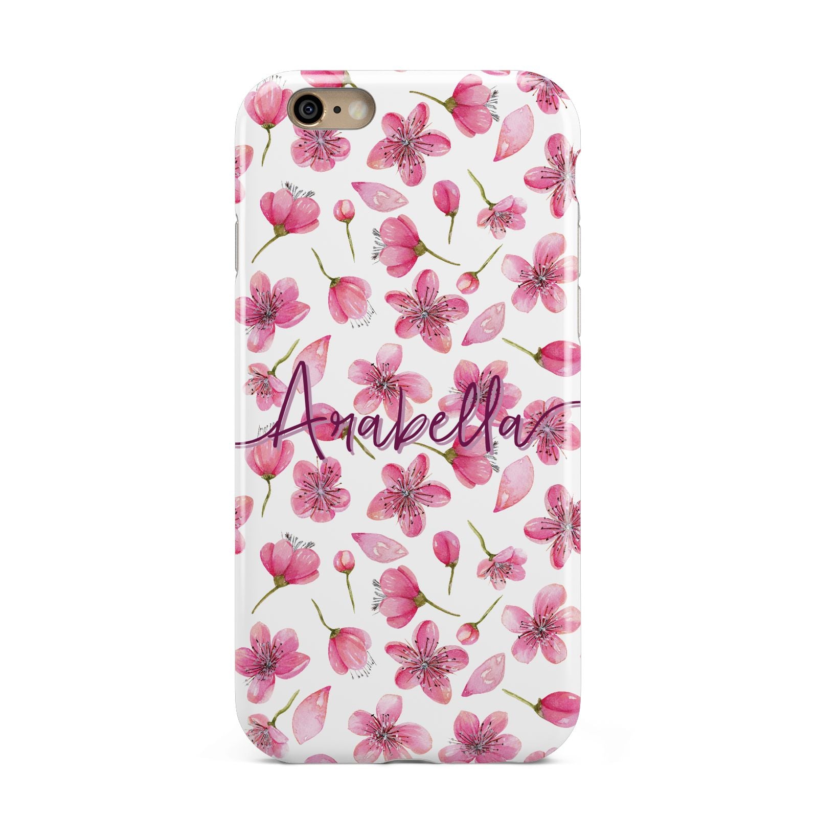 Personalised Blossom Pattern Pink Apple iPhone 6 3D Tough Case
