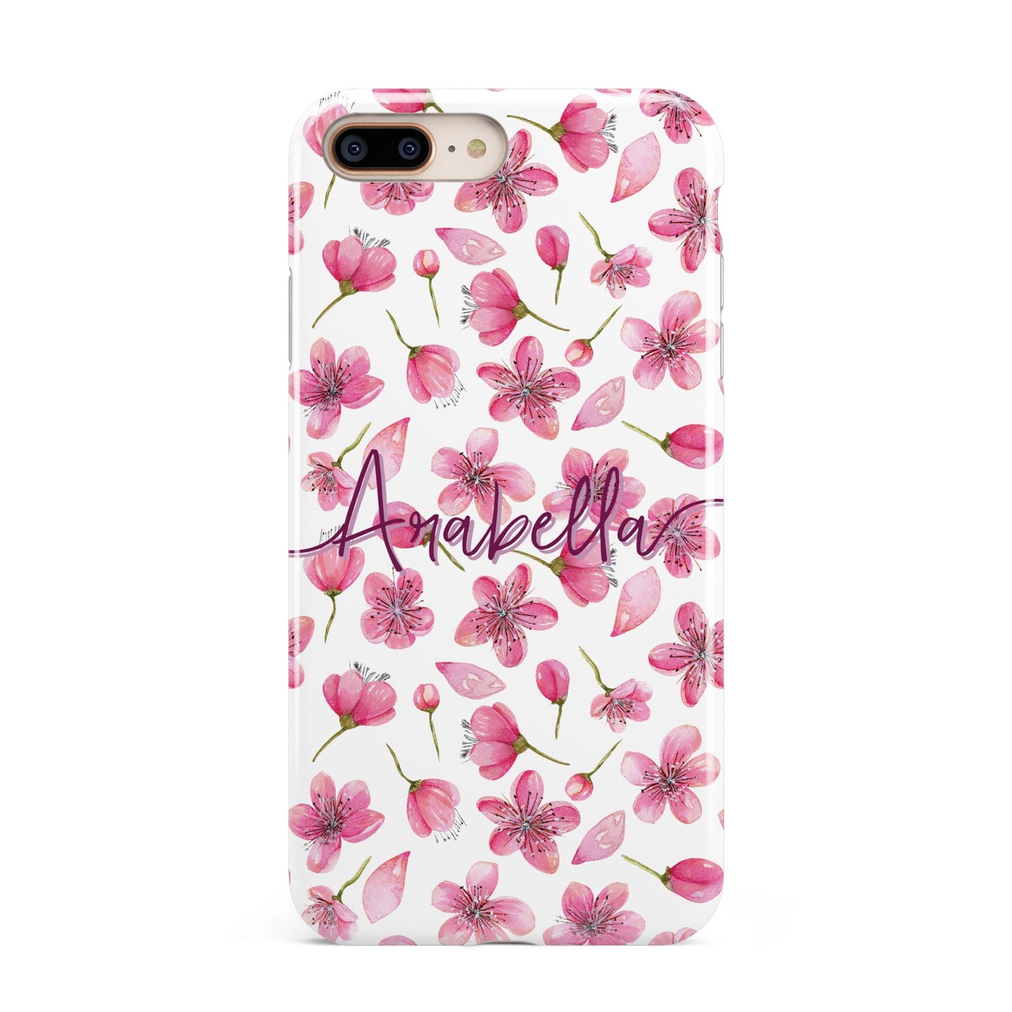 Personalised Blossom Pattern Pink Apple iPhone 7 8 Plus 3D Tough Case