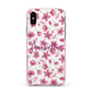 Personalised Blossom Pattern Pink Apple iPhone Xs Impact Case Pink Edge on Gold Phone